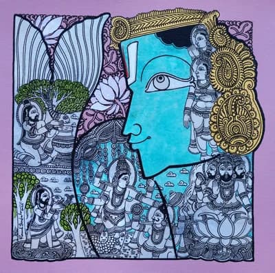 Vishnu Contemplating the Matsya Avatra by Ramesh  Gorjala