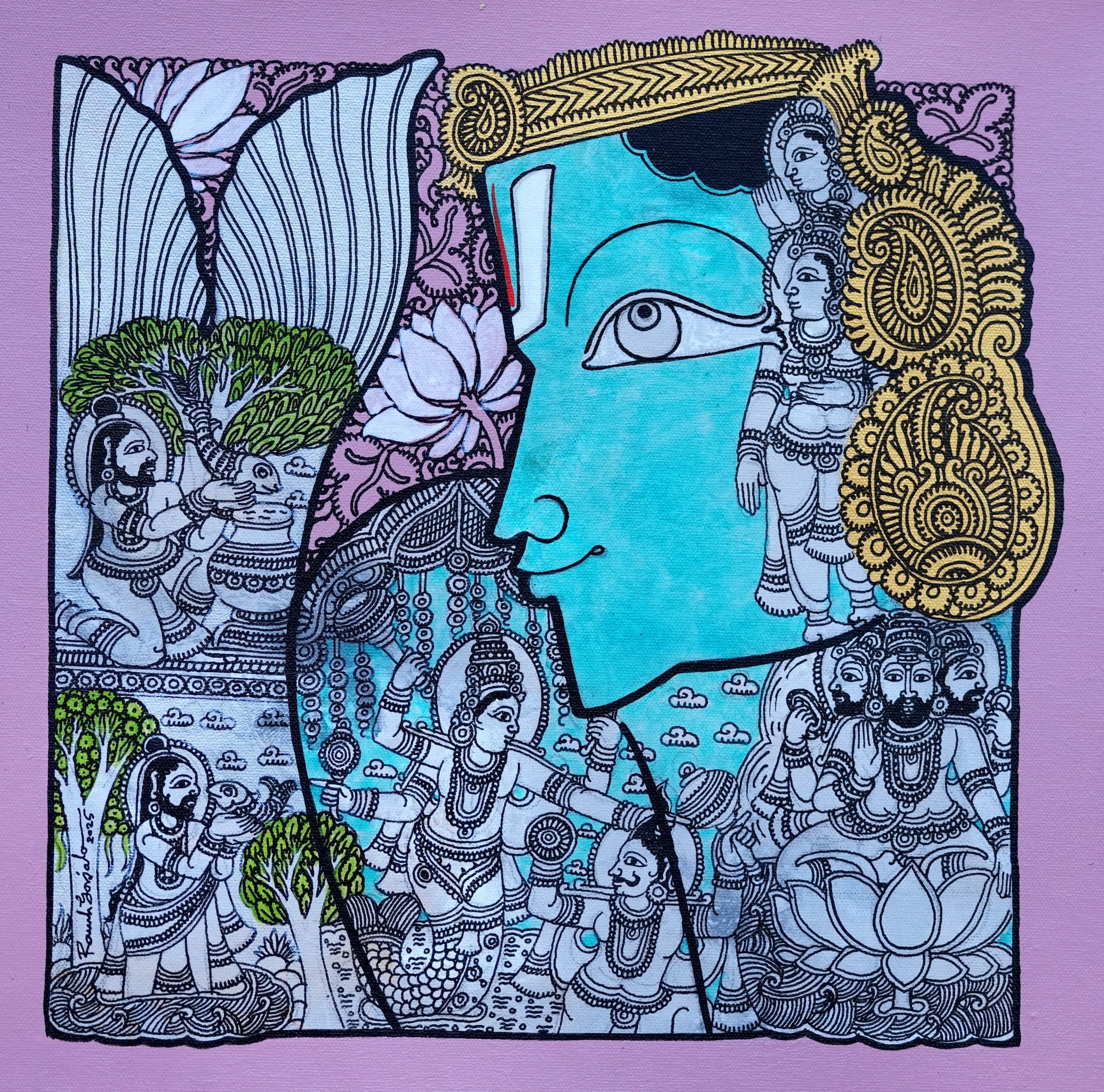 Vishnu Contemplating the Matsya Avatra by Ramesh  Gorjala 