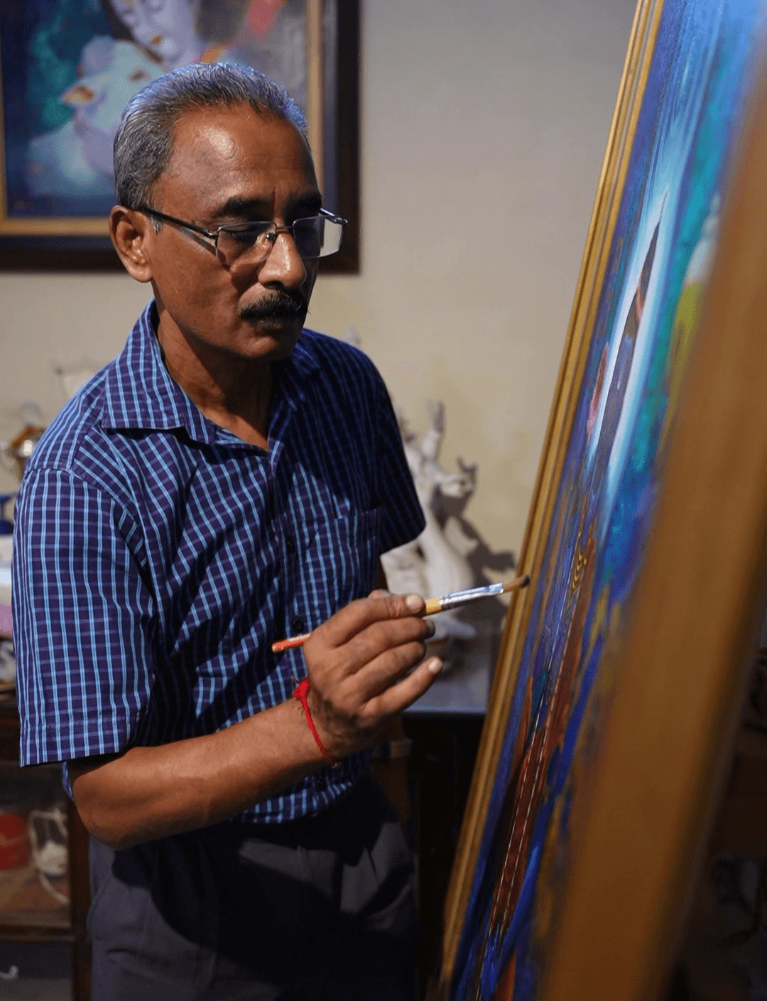 Yograj portrait — mid-work
