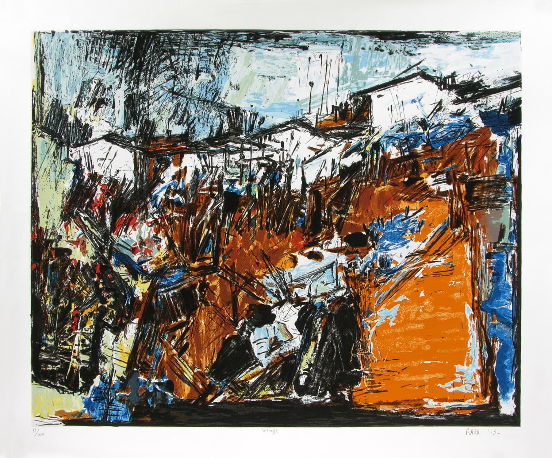 Village - I by S H Raza by S H Raza
