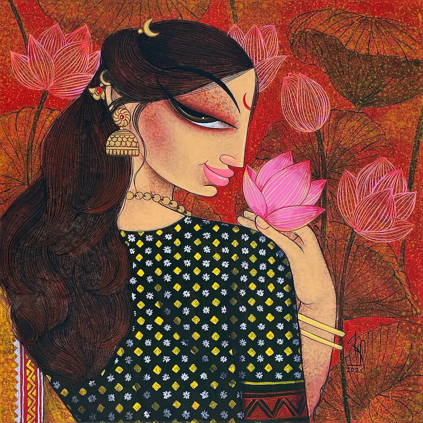 Just her and her flowers by Varsha Kharatmal