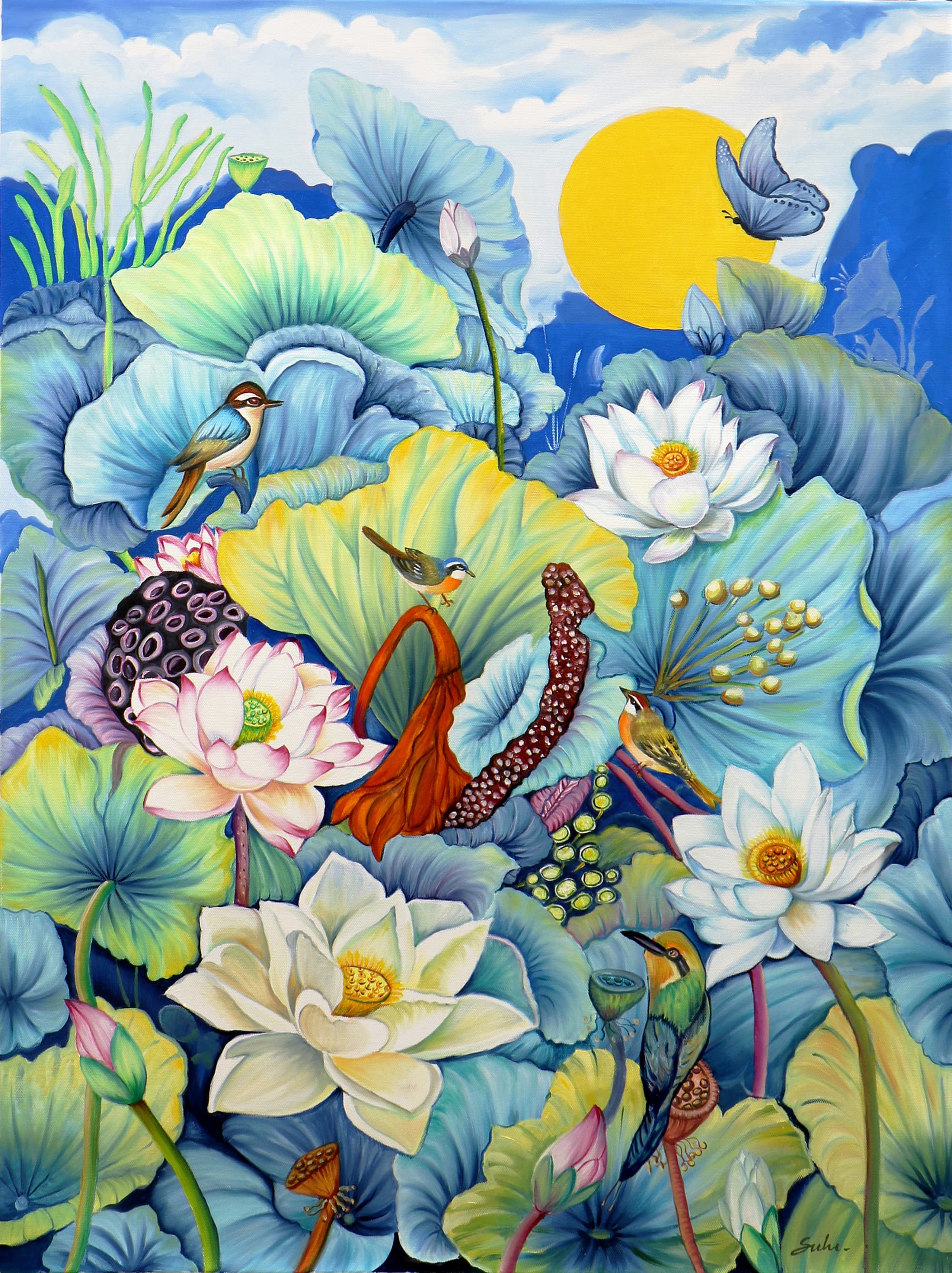 Sunlit Reverie in the Lotus Garden by Sulakshana Dharmadhikari