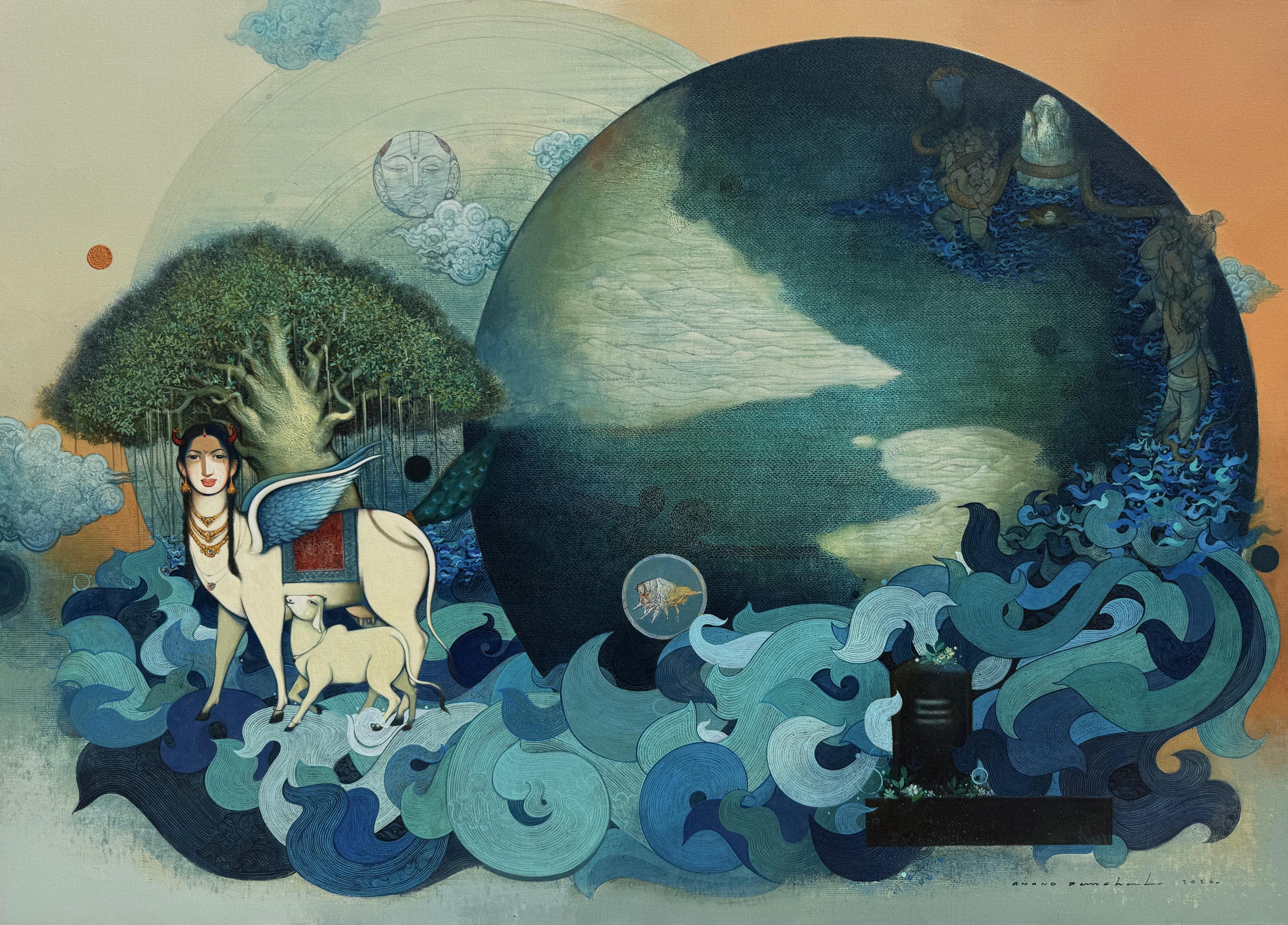 Samudra Manthan - The Emergence of Kamadhenu by Anand Panchal