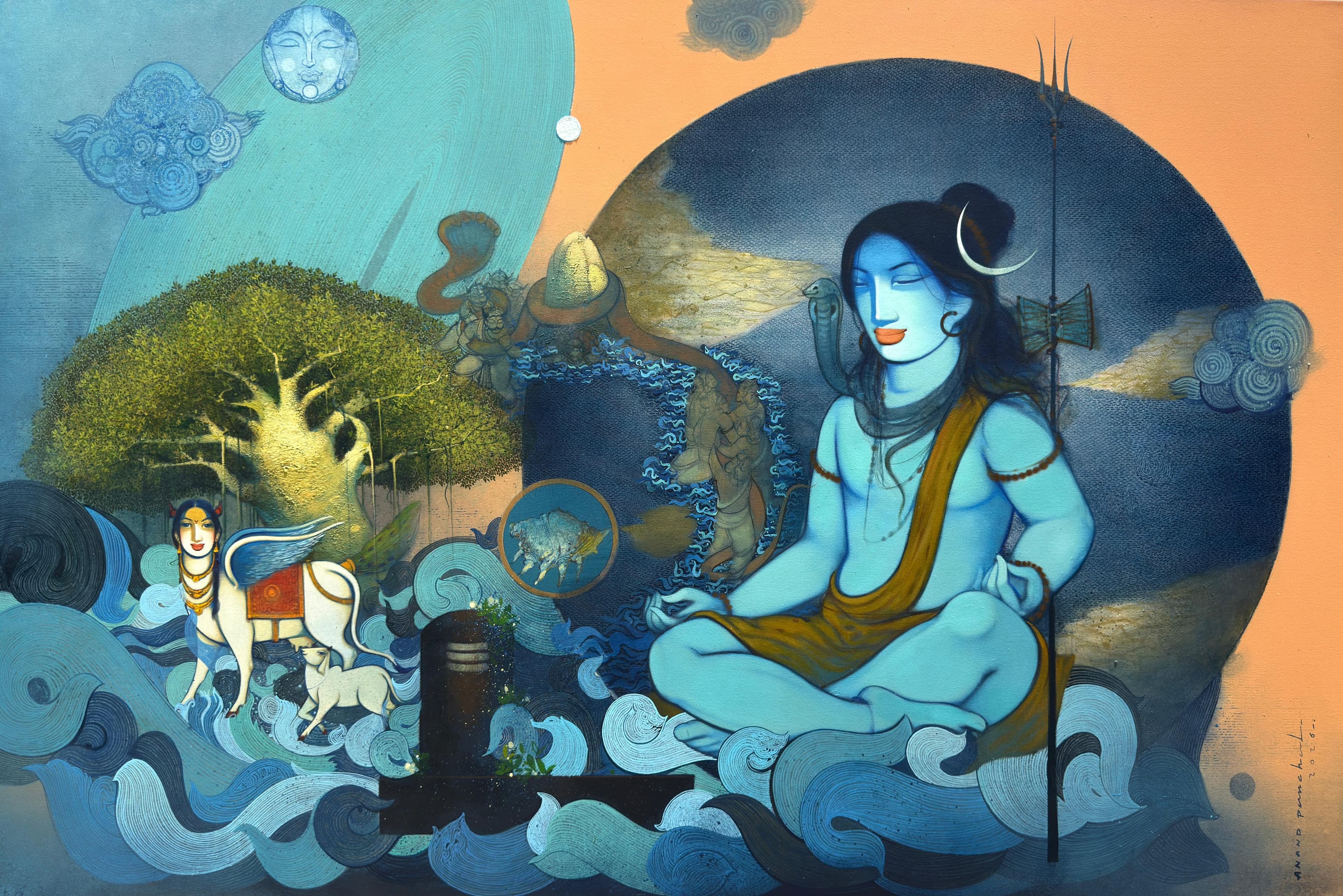 Samudra Manthan - Shiva Amidst the Churning by Anand Panchal