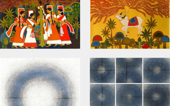 Photo essay titled "From Indian Folk Art to Abstract Expressionism"